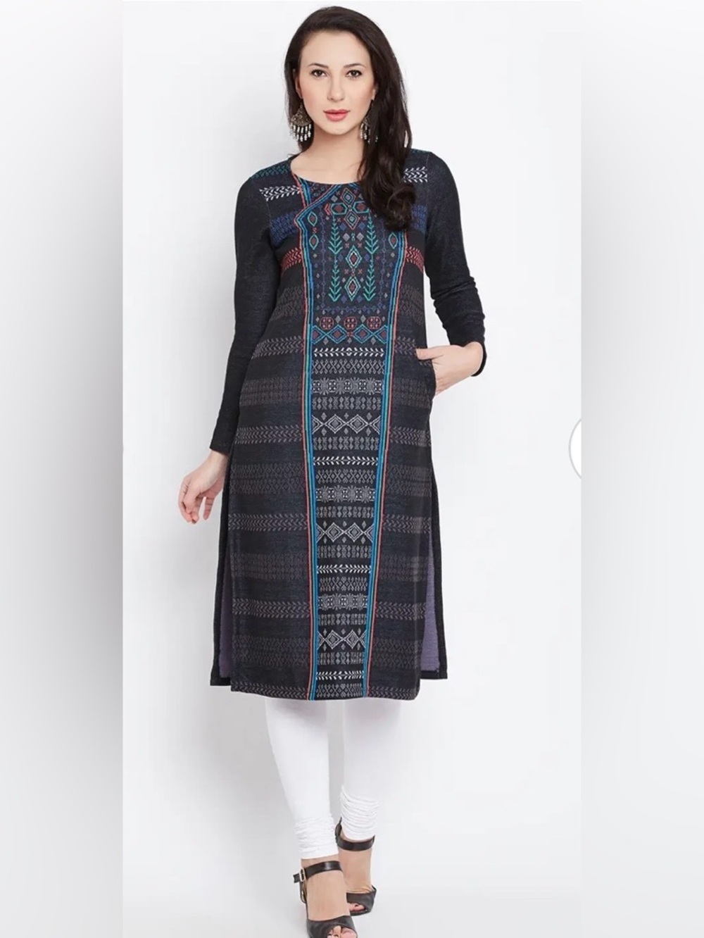 NWT Aurelia Size S Winter Story Knit Kurta Dress Ikat Tribal Artisanal